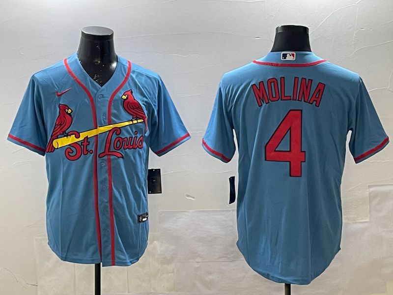 Men St.Louis Cardinals #4 Molina Light Blue Game 2025 Nike MLB Jersey style 1->st.louis cardinals->MLB Jersey